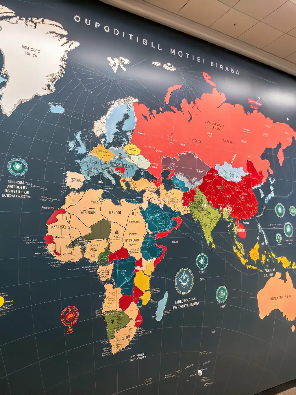 A visually striking image representing political analysis, such as a world map overlaid with data points and analytical graphs, used to illustrate the depth of political coverage on The Global Village Report.